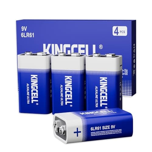 Image of KINGCELL 9V Battery 4 Pack - 6LR61 Alkaline - Long-Lasting Power - Ideal for Smoke Alarm, Fire Detector, Household & Office Devices - leak-free - 7-Year Storage