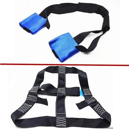 Image of Porotmotor Universal Motorcycle Transport Tie Down Strap Set - Handlebar and Rear Wheel Tie Down Strap Set (Blue & Black)