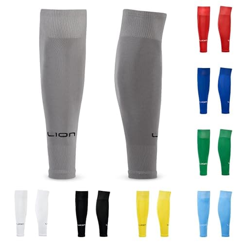 Image of LION SPORTSWEAR Kids/Youth Football Sock Sleeves To Accompany Grip Socks - Fits Over Calf/Shin Pads - Variety Of Colors To Match Your Team Kit (Grey)