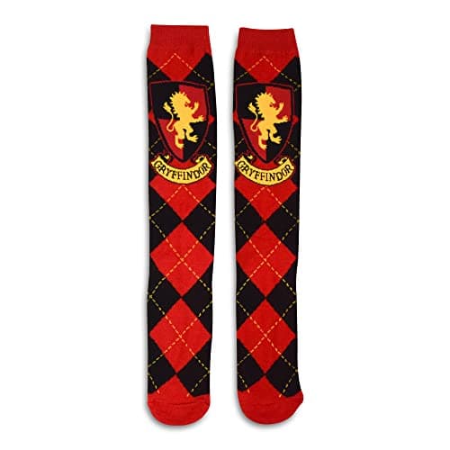 Image of Harry Potter Gryffindor Ravenclaw Slytherin Hufflepuff House Knee High Argyle Knee High Socks, Red, Large