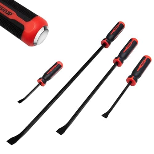 Image of WISEUP 4-Piece Pry Bar Set,8",12",18",24" Heavy Duty Crowbar with Thicker Strike Caps for Prying,Demolition,Automotive Mechanic Hand Tools