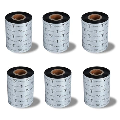 Image of 6 Rolls 3.27" x 984'(83mmx300m) Enhanced Wax Thermal Transfer Ribbon, Core 1", Black, Ink Outside, Barcode Ribbon Compatible with Zebra Printer