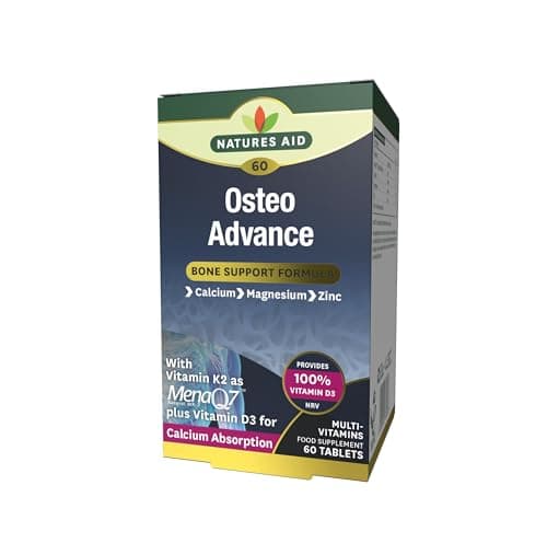 Image of Natures Aid Osteo Advance with MenaQ7® – High Strength Bone & Joint Support Supplement – Calcium, Magnesium, Vitamin D3 & K2 – Vegan, Gluten Free, Non-GMO – 60 Tablets