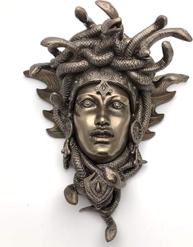 Image of Fiesta Studios - Medusa Guardian Head - Wall Plaque Sculpture - Cold Cast Bronze