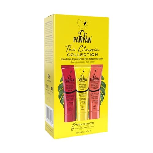 Image of Dr.PAWPAW The Classic Collection 3 x 25ml, Original Ultimate Red and Peach Pink Balms, Multi Purpose Natural Fragrance Free Pawpaw Care for Hydrating Lips Skin and Beauty Finishing