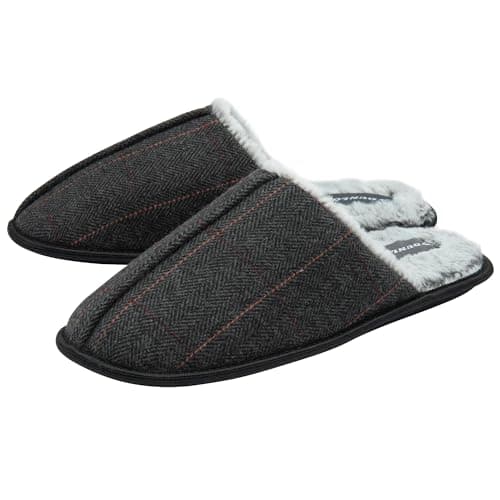 Image of DUNLOP Mens Herringbone Mule Slippers - Charcoal - UK 9