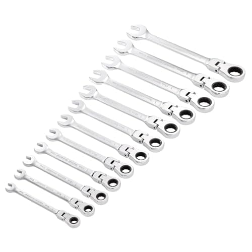 Image of Draper 27733 HI-TORQ Metric Flexible Head Ratchet Combination Spanner Set (12 Piece)
