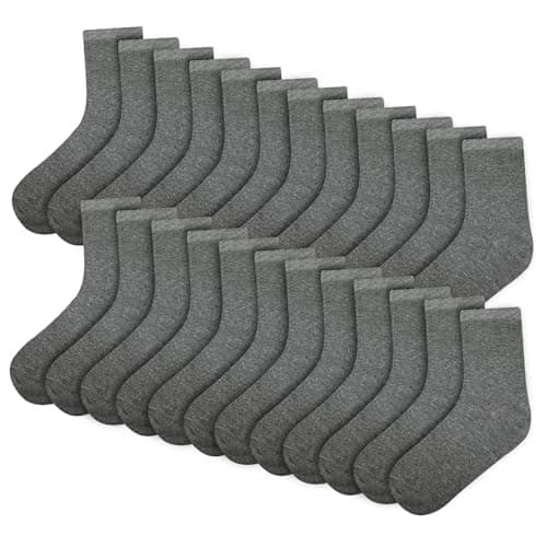 Image of A2Z 4 Kids Boys Girls Pack Of 12 Kids Back to School Cotton Rich Plain - Socks 970s 970 12 Pack Grey 3-6