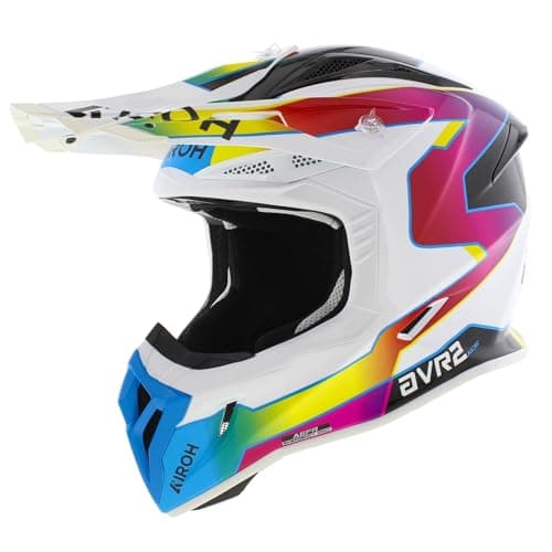 Image of Airoh Aviator Ace 2 cross helmet Sunrise gloss white rainbow