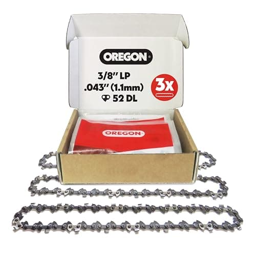 Image of Oregon 3-Pack Chainsaw Chain 3/8" LP Pitch, .043" (1.1 mm) Gauge for 14" (35cm) Bar, 52 Drive Links – Low-Kickback Replacement Saw Chain, Fits Bosch, Husqvarna, Ryobi, Makita and More (90PX052X3)