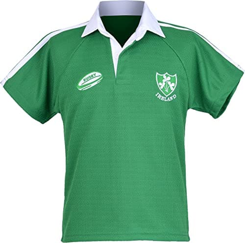 Image of New Model UK Ireland Rugby Half Sleeve Unisex Kids T-Shirt | Button Down Collar Style | Size 22 to 33 (Age, 6 Years) Green