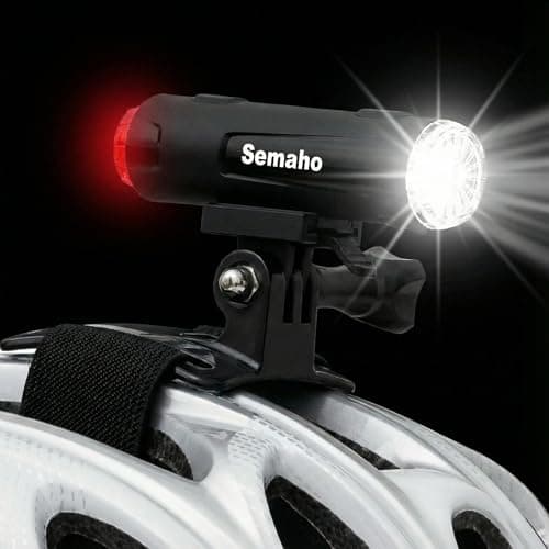 Image of Semaho 2in1 Bike Helmet Light, Rechargeable Front & Rear Cycling Light with 5 Modes & 360° Visibility, IP66 Waterproof, Bycicle Light for Road Urban Cyclists, Black