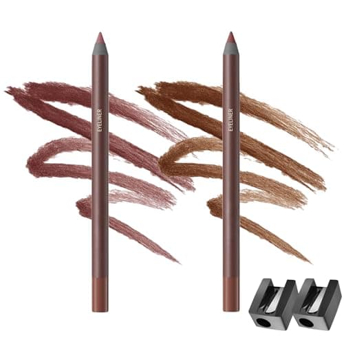 Image of 2pcs Eyeliner Set,24H Chocolate & Plum Waterproof Eyeliner Pencil,Highly Pigmented Smudge Proof & No Fading PencilEyeliner,Gel Eye Liner Pencil for Mature Women,Smooth & Easy To Color Eye Makeup