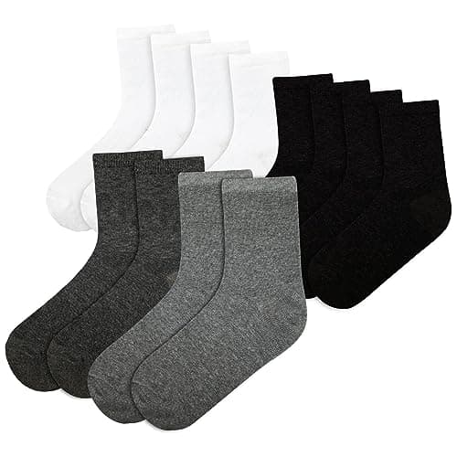 Image of A2Z 4 Kids Boys Girls Children Kids Back to School Cotton Rich Plain Ankle - Socks 970 6 Pack B/W/C/G 10-14