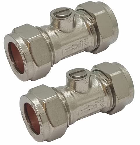 Image of Pipestation Isolation Valve 15mm (2 Pack) | 15mm Isolation Valves | WRAS Approved Plumbing Fittings | Chrome Valves Compression | Fitting Stopcock and Stop Tap Water Shut Off Valve - Easy Installation
