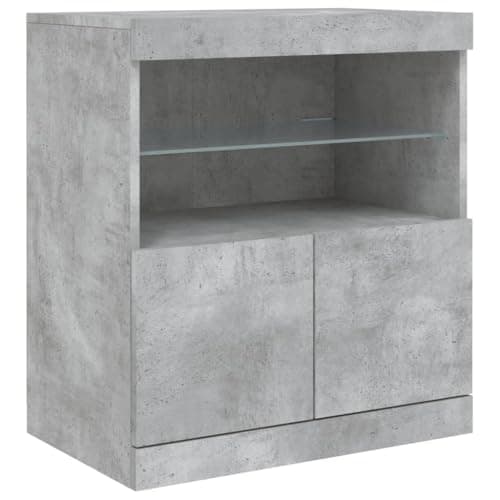 Image of vidaXL Modern Sideboard with LED Lights, Concrete Grey, Engineered Wood Construction, Ample Space for Display and Storage, Ideal for Living Room and Lounge Area'.