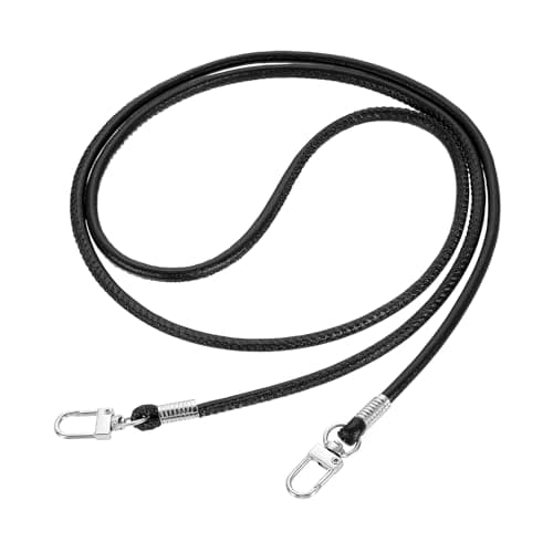 Image of sourcing map Crossbody Replacement Chain Strap, 120cm Thin Soft PU Leather Handbags Strap for Small Bag Purse Clutch Phone Case (Black)