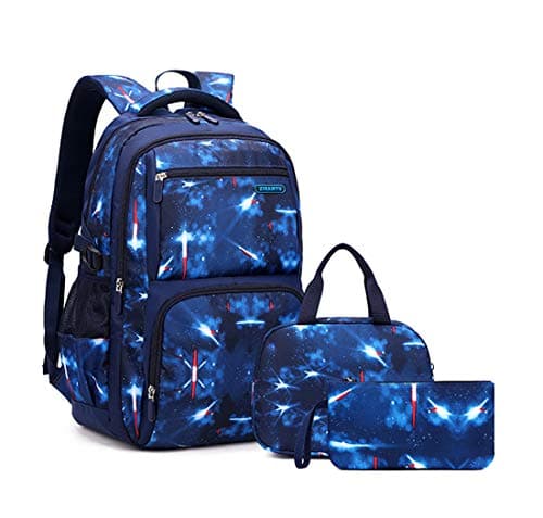 Image of Space School-Bag Backpack with Lunch-Bag for Boys Middle School Elementary Bookbag