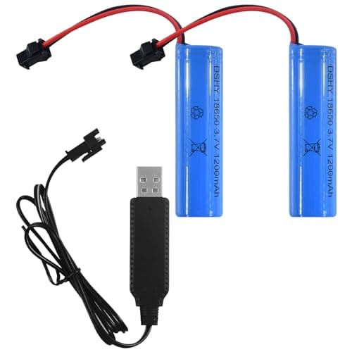 Image of 2 Pcs Li-ion Battery 3.7 V 1000MAH 1200MAH, Rechargeable Lithium Batteries with Usb Charger SM-2P Plug Connector, Universal Li-ion Battery 14500 18650 for Remote Control Cars rc Truck (1200MAH)