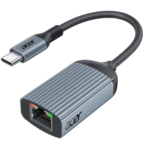 Image of acer USB C to Ethernet Adapter, Gigabit RJ45 to USB 3.0 Type-C Ethernet LAN Network Adapter, Portable Thunderbolt 3/4 Adaptor for MacBook Pro/Air, iPad Pro, XPS, Laptop, Smart Phone & More - Grey
