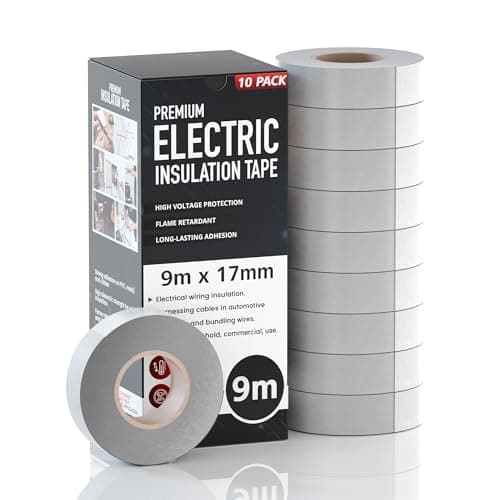 Image of 10 Rolls White Electrical Insulating Tape 17mm Wide 9m Long Strong PVC Insulation for Electrical Wiring and Cables Flame Retardant High Performance Durable Tape for Home Auto Workshop and DIY Repairs