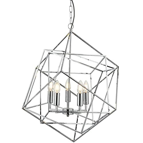 Image of Searchlight 7865-5CC Cube Five Light Ceiling Pendant Light in Chrome