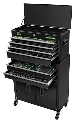 Image of Sealey Siegen Tool Kit with 6 Drawer Top Chest and Rollcab 247pc, Ball Bearing Slides - S01267, Black