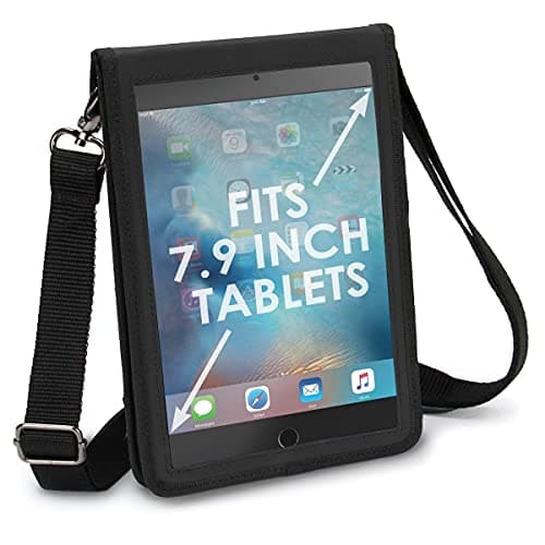 Image of USA Gear 7 Inch Tablet Case - Tablet Sleeve with Open Front, Adjustable Shoulder Strap, and Protective Rigid Exterior - Compatible with Fire 7, iPad Mini 4/5, and More 7 Inch Tablets
