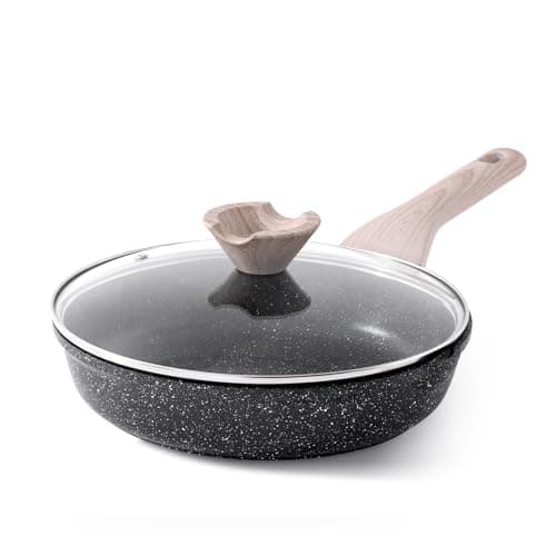 Image of Kordisen Non Stick Frying Pan with Lid, 24 cm Granite Induction Skillet Nonstick, Healthy and Non-Toxic, PFOA Free