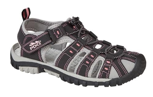 Image of PDQ Ladies Toggle Touch Fastening Sports Trail Sandals - Black / Pink - 6 UK