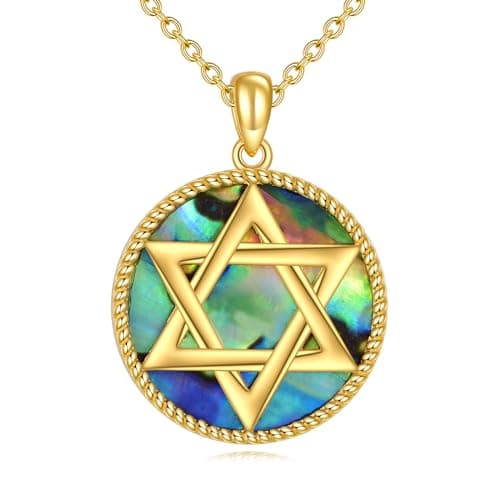 Image of URONE Star of David Necklace for Women Sterling Silver Jewish Star Pendant Necklace Star of David Jewellery Gifts for Men Women