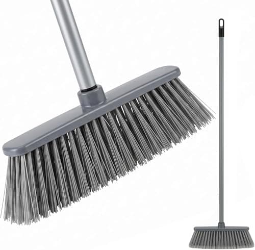 Image of EDS 12'' Soft Bristle Indoor Broom with 120cm Stainless Steel Handle Lightweight Sweeping Brush for Tile Wood & Laminate Floors Ideal for Kitchen Living Room Patio & Pet Hair Removal (PACK OF 1)