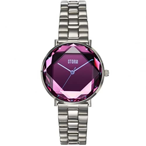 Image of STORM ELEXI Lazer Purple Women's Watch with Unique Cut Glass dial and Two-Tone Brushed/Polished Stainless Steel Strap, Water Resistant to 50m