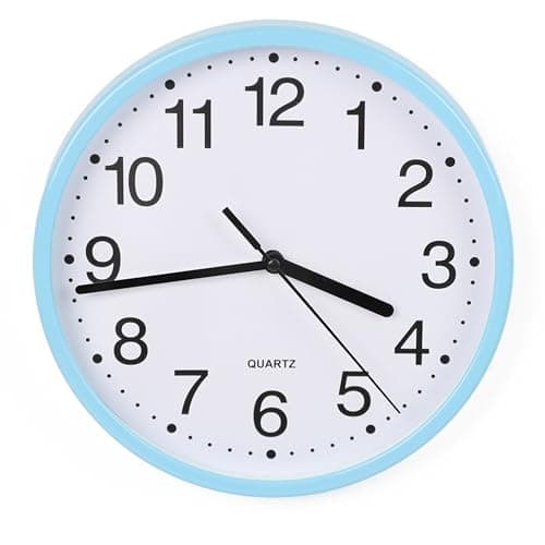 Image of DIVCHI Wall Clock Silent & Non-ticking Modern Battery Operated Digital Quiet Sweep Office Home School Kitchen Decor Clocks (Blue)