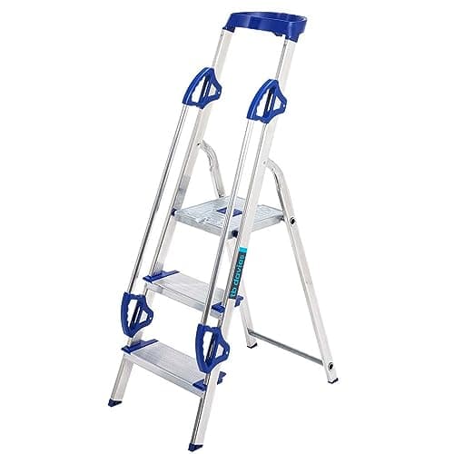 Image of TB Davies 1203-003 Trade Premier XL Step Ladders, 3 Tread, Platform Height 0.6m, Aluminium, Twin Handrails, 10kg Tool Tray, 150kg Work Load, EN131