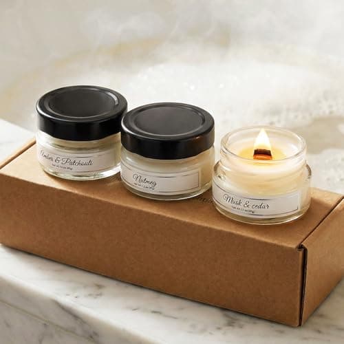 Image of Scented Candles Gift Set for Women Men - Nutmeg/Musk Cedar/Amber & Patchouli- Handmade Soy Wax Candles with 35-Hour Burn, Candle Present for Her, Mum, Friends, Relaxation,Home Decoration(Set A)