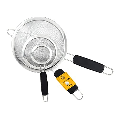 Image of Jojeys Pack of 3 Black Sieves and Strainers Set - Metal Sieve and Strainer, Fine Mesh, Rust Free