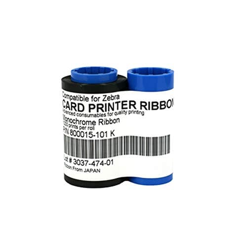 Image of 800015-101 Black Monochrome Ribbon for Zebra P330i P420i P430i Card Printers, 1000 Prints