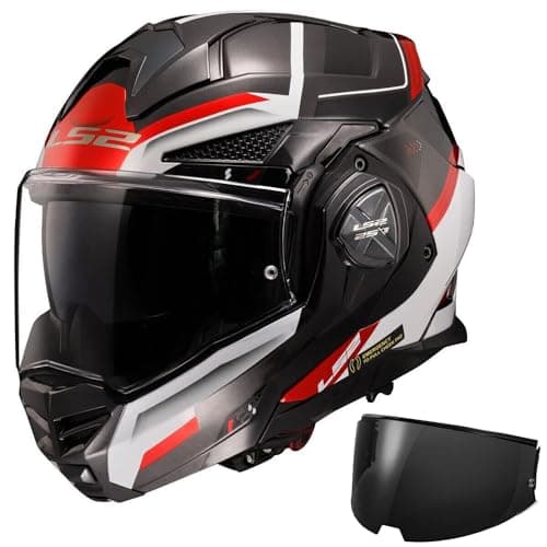 Image of MODULAR HELMET FF901 ADVANT X Motorbike Scooter Flip Front ECE22.06 Dual Visor Convertible Motorcycle Full Face Helmet, SPECTRUM Black White Red (L)