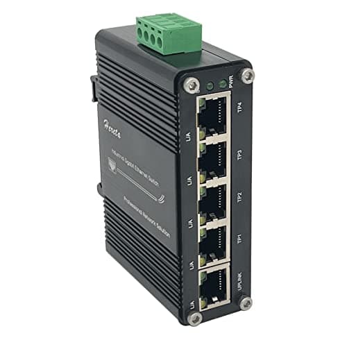 Image of Mini Industrial 5-Port Gigabit Ethernet Switch 10/100Mbps half/full duplex and 1000Mbps full duplex