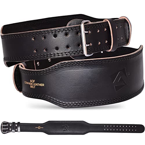 Image of AQF Cow Hide Leather Belt 4" Weight Lifting Back Support Training Support Fitness Exercise Bodybuilding (Medium)