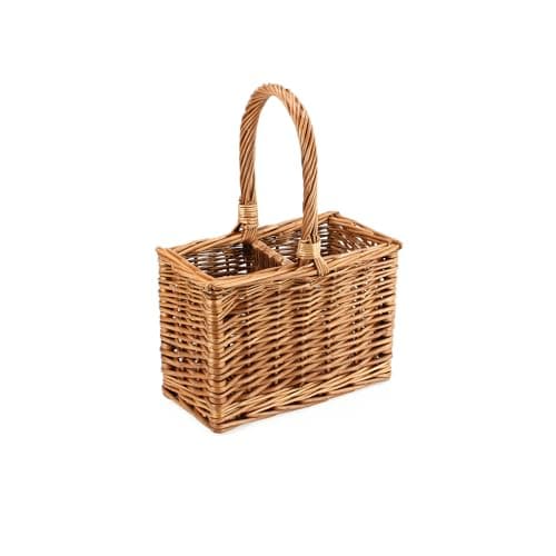 Image of Gadsby 2 Bottle Double Steamed Wicker Bottle Carrier Picnic Bottle Basket