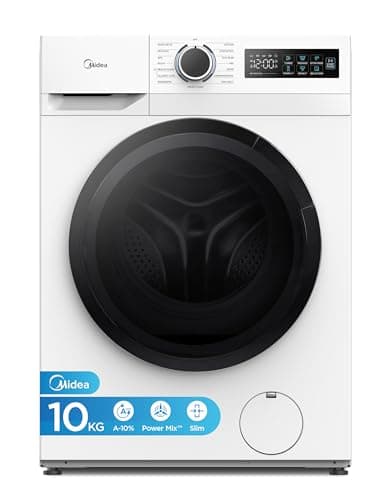 Image of Midea Freestanding 10 KG Front Load Washing Machine Slim,A-10% Class,Steam Wash,Turbo Quick Wash,Durable Inverter BLDC,1400 RPM,White-MF110W100BA10/W-UK