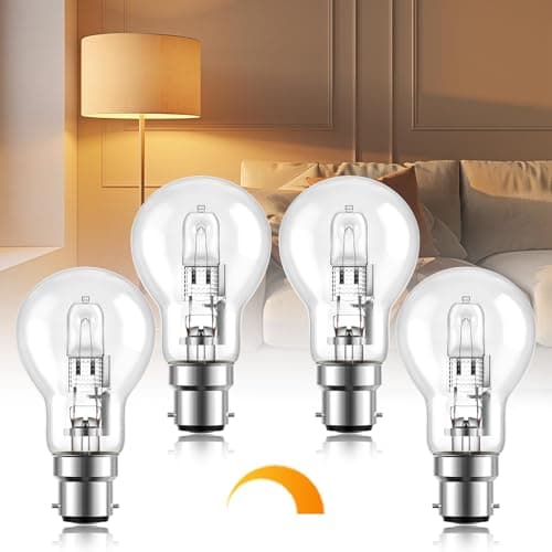 Image of TobeBright 100W Light Bulbs Bayonet Dimmable B22 Bulbs 2700K Warm White Light Bulb A55 Globe Bayonet Bulb, 862lm, 220V, BC Classic Clear Light Bulb for Table Lamp, Floor Lamp, Beside Lamp-4Pack