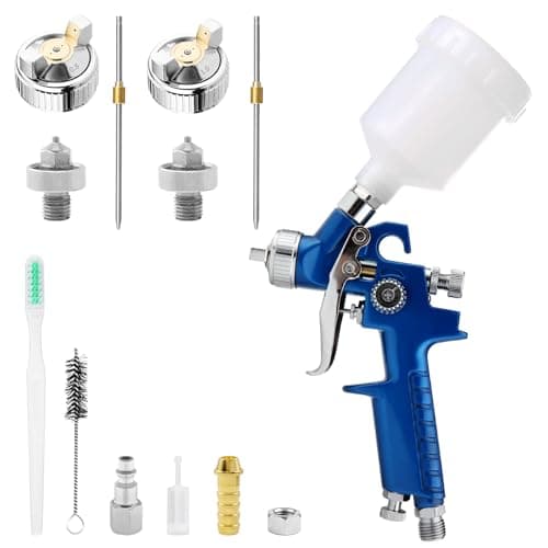 Image of HVLP Mini Spray Gun, Paint Sprayer 0.8mm/1.0mm Nozzle, 125cc Cup, Air Spray Gun Gravity Feed for Auto Parts, Furniture, Fences, DIY Tool, Fence Sprayer