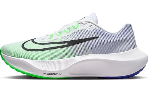 Image of Nike Men Zoom Fly 5 Running Shoes, White Black Green Strike Racer Blue, 6 UK