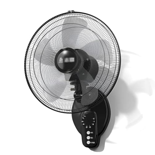 Image of YAVYAV Wall Mounted Fan With Remote Control, 20 Inch High Velocity Metal Oscillating Fan, 3 Speeds, 7.5H Timer, For Home Office Gym Garage Industrial