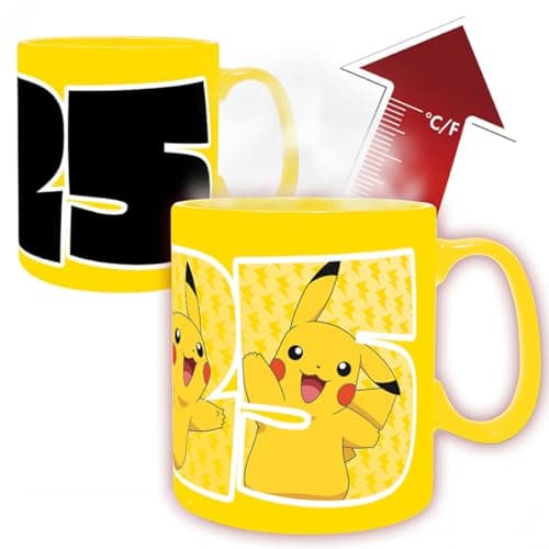 Image of ABYSTYLE Pokémon Pikachu 25 Ceramic Novelty Heat Change Coffee & Tea 460ml / 16.2oz Mug | Pokémon Mug | Coffee Mug | Pokémon Merchandise | Pokémon Gifts