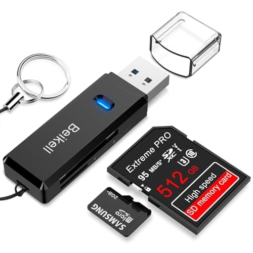 Image of Beikell USB 3.0 Card Reader,High-speed SD/Micro SD Card Reader Memory Card Adapter-Supports SD/TF/SDHC/SDXC/MMC-Compatible with Windows,OS