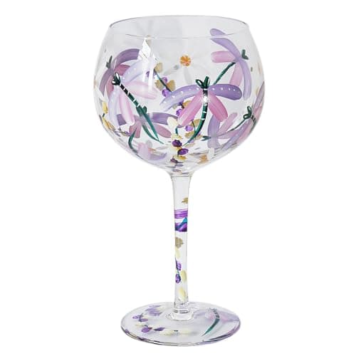 Image of Lesser & Pavey Lynsey Johnstone Dragonflies & Daisies Gin Glass for Home, Kitchen, Restaurant & Parties | Lovely Gin Glassware for Drinks | Gift for Women, Men, Wedding & Christmas